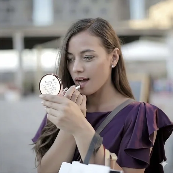 Reserved-Sisters-Rose Gold Compact Mirror Engraved “Sisters Are Like Stars” NIB - Picture 4 of 7